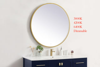 Pier 36 inch LED mirror with adjustable color temperature 3000K/4200K/6400K in brass