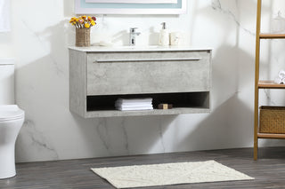 40 inch Single bathroom vanity in concrete grey with backsplash