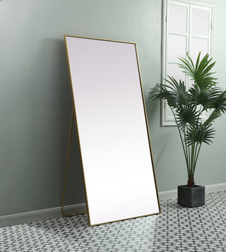 Metal Frame Rectangle Full Length Mirror 36x72 Inch in Brass