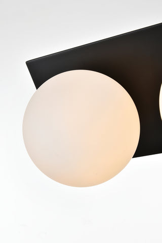 Jillian 2 light Black and frosted white Bath Sconce