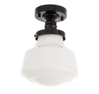 Lyle 1 light Black and frosted white glass Flush mount