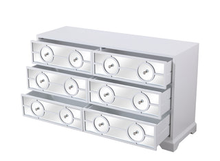 60 in. mirrored six drawer cabinet in white