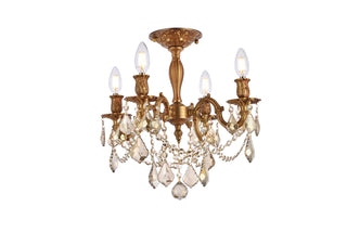 Rosalia 4 light French Gold Flush Mount Golden Teak (Smoky) Royal Cut Crystal