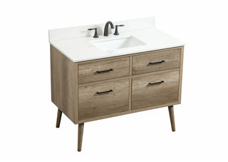 42 inch Single bathroom vanity in natural oak with backsplash