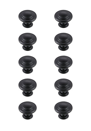 Minu 1.3" Diameter Matte Black Mushroom Knob Multipack (Set of 10)
