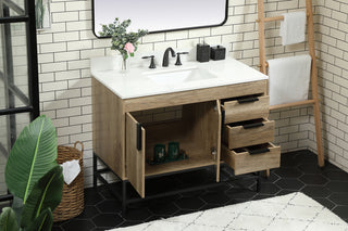 42 inch Single bathroom vanity in natural oak with backsplash
