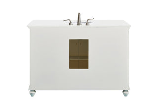 48 inch Single Bathroom vanity in Antique White with ivory white engineered marble