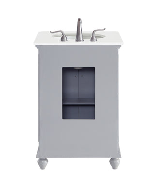 24 inch Single Bathroom vanity in Light Grey with ivory white engineered marble