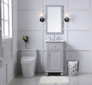 19 inch Single Bathroom vanity in light grey with ivory white engineered marble