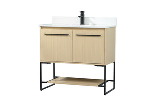 36 inch Single bathroom vanity in maple with backsplash