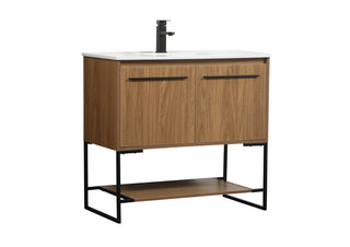 36 inch Single bathroom vanity in walnut brown