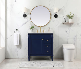 32 inch Single bathroom vanity in blue with backsplash