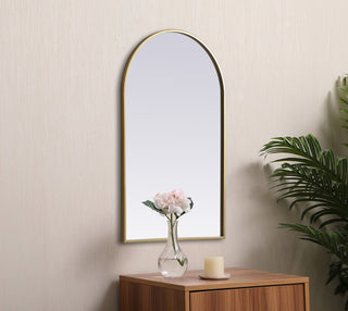 Metal Frame Arch Mirror 22x36 Inch in Brass