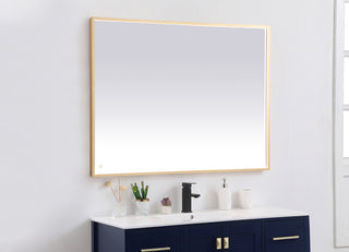 Pier 36x48 inch LED mirror with adjustable color temperature 3000K/4200K/6400K in brass