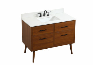 42 inch Single bathroom vanity in teak with backsplash