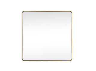 Soft corner metal square mirror 42x42 inch in Brass