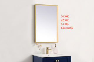 Pier 20x30 inch LED mirror with adjustable color temperature 3000K/4200K/6400K in brass