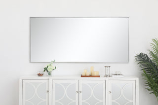 Metal frame rectangle mirror 30 inch in silver