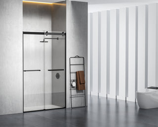 Semi-frameless shower door 48 x 76 Matte Black