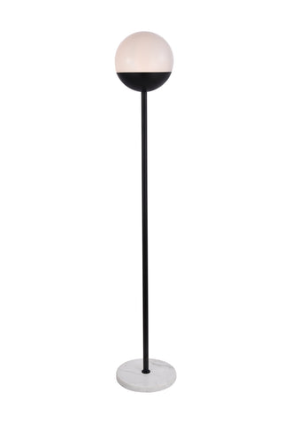 Eclipse 1 Light Black Floor Lamp With Frosted White Glass