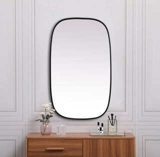 Metal Frame Oval Mirror 24x40 Inch in Black