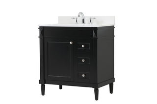 32 inch Single bathroom vanity in black with backsplash