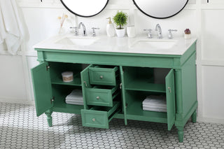 60 inch double bathroom vanity in vintage mint