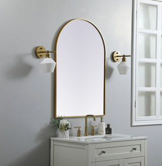 Metal Frame Arch Mirror 27x40 Inch in Brass