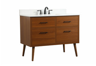 42 inch Single bathroom vanity in teak with backsplash