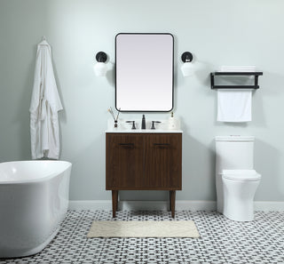 30 inch Single bathroom vanity in walnut with backsplash