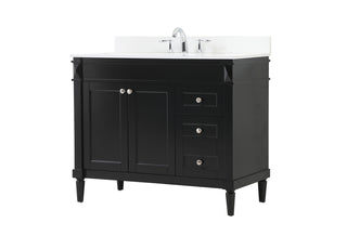 42 inch Single bathroom vanity in black with backsplash