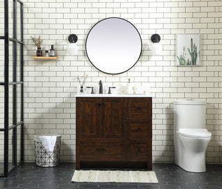 36 inch Single bathroom vanity in expresso with backsplash