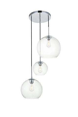 Baxter 3 Lights Chrome Pendant With Clear Glass