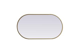 Metal Frame Oval Mirror 20x36 Inch in Brass