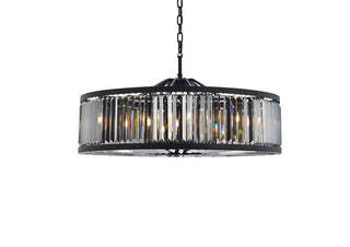 Chelsea 10 light Matte Black Chandelier Silver Shade (Grey) Royal Cut Crystal