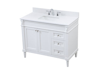 42 inch Single bathroom vanity in white with backsplash