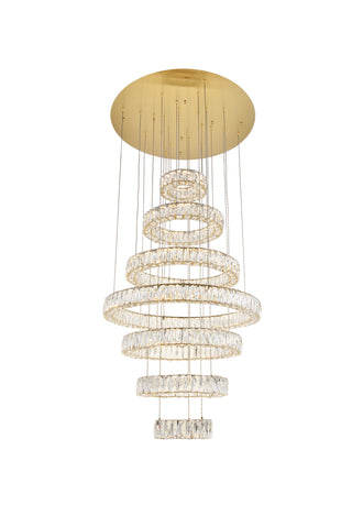 Monroe Integrated LED light Gold Chandelier Clear Royal Cut Crystal