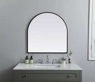 Metal Frame Arch Mirror 30x30 Inch in Black