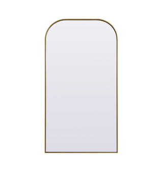 Metal Frame Arch Full Length Mirror 35x66 Inch in Brass