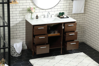 48 inch bathroom vanity in Walnut with backsplash
