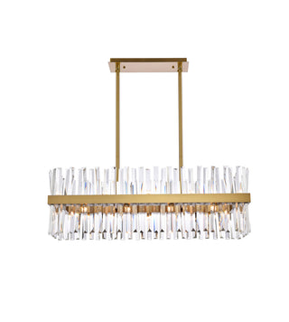 Serephina 36 inch crystal rectangle chandelier light in satin gold