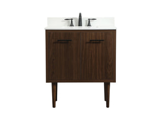 30 inch Single bathroom vanity in walnut with backsplash