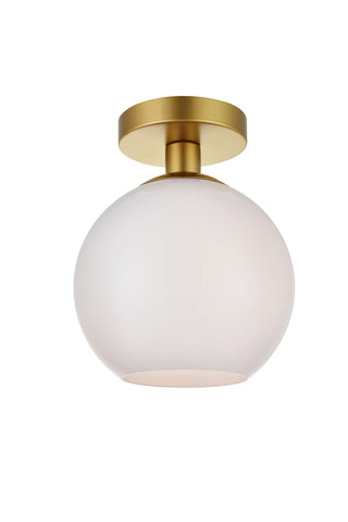 Baxter 1 Light Brass Flush Mount With Frosted White Glass