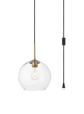 Baxter 1 Light Brass plug-in Pendant With Clear Glass