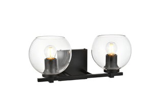 Juelz 2 light Black and Clear Bath Sconce