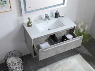 36 inch  Single Bathroom Floating Vanity in Concrete Grey