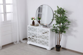 48 in. mirrored six drawer cabinet in white