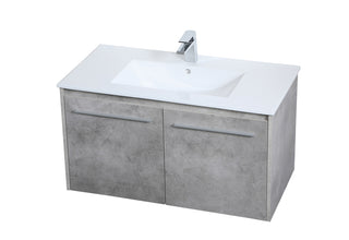 36 inch  Single Bathroom Floating Vanity in Concrete Grey