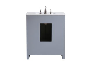 30 inch Single Bathroom vanity in Grey with ivory white engineered marble