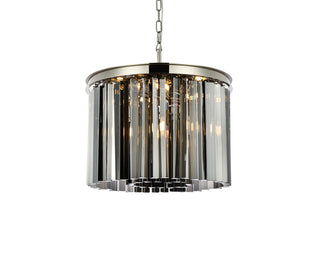 Sydney 6 light polished nickel Pendant Silver Shade (Grey) Royal Cut Crystal